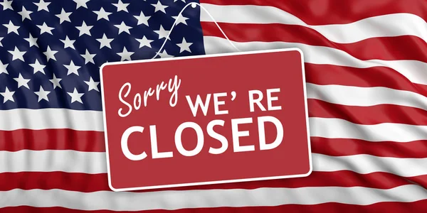 Minket Kormányzat Shutdown Sajnálom Zárt Jelentkezzen Integetett Nekünk Zászló Háttér — Stock Fotó
