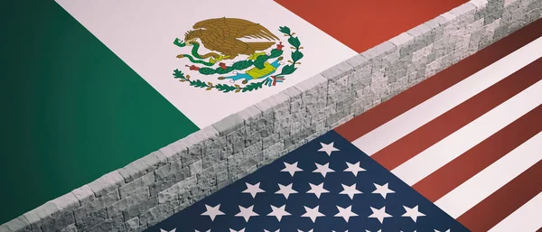 Estados Unidos México Separaron Muro Fronterizo Entre Las Banderas Estados —  Fotos de Stock