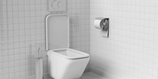 Lavabo Beyaz Tuvalet Kase Aksesuarları Döşenmiş Duvar Döşeme Arka Plan — Stok fotoğraf