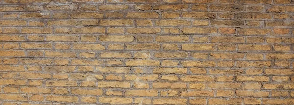 Bricks wall background texture, beige, yellow color, cement, clay. Vintage wall, aged, banner