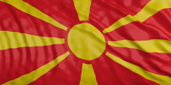 North Macedonia Symbol North Macedonia Waving Flag Background Texture Illustration — Stock Photo, Image