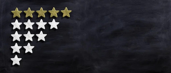 Stars Ranking Customer Feedback Concept Five Golden Stars White Stars — Stock Photo, Image