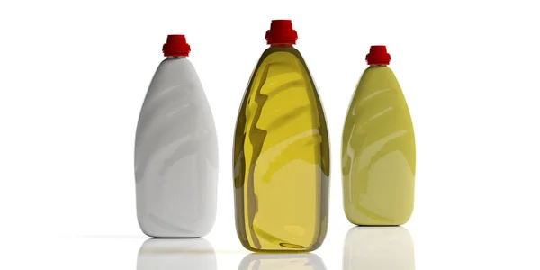 皿の石鹸の容器 食器用液体洗剤空のプラスチック ボトル 白い背景で隔離 イラストレーション — ストック写真