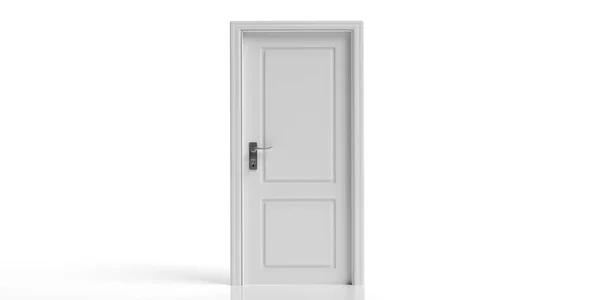白色紧闭的门隔离在白色背景上 复制空间 — 图库照片