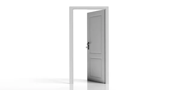 Weiße Offene Tür Isoliert Auf Weißem Hintergrund Kopierraum Illustration — Stockfoto