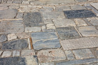 Mermer taş döşeli street, doku arka plan, görüntülemek yukarıdan