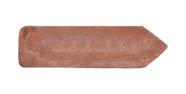 Beyaz arka plan üzerinde kopya alanı izole ahşap ok