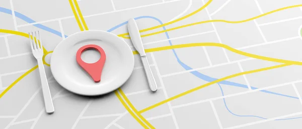 Location marker and place setting on map background. 3d illustration