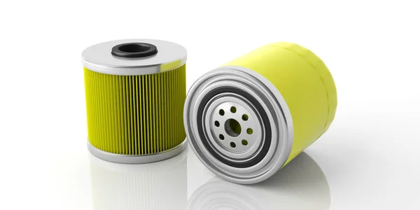 Motor oil filters isolated against white background. 3d illustration — Stock Photo, Image