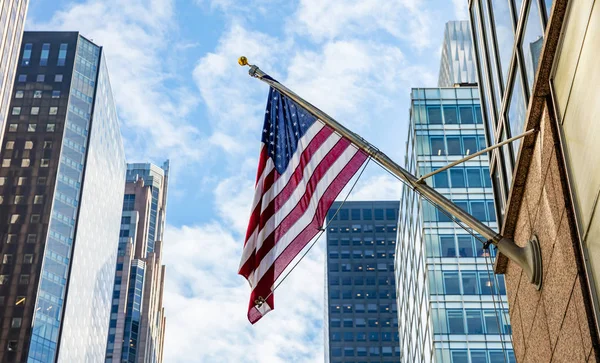 American flag in Manhattan New York downtown