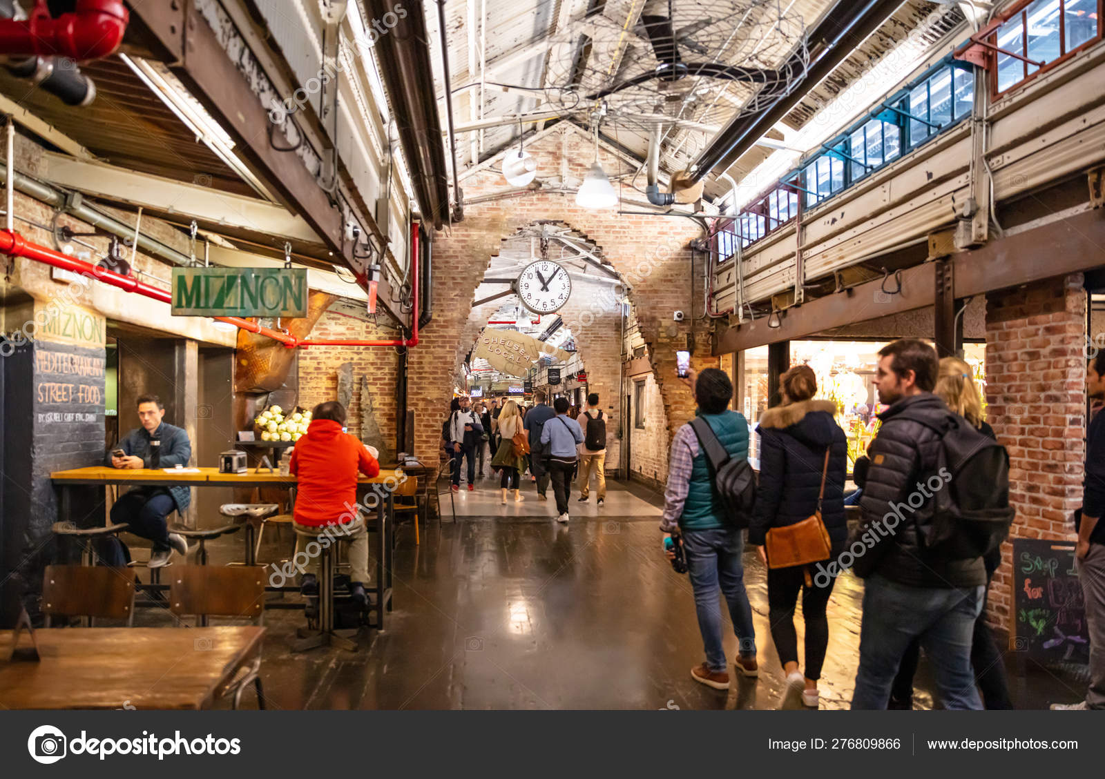 Usa New York Chelsea Market People Walking In The Hall Stock