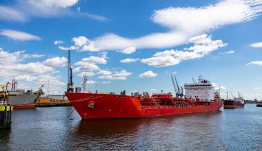 Rotterdam Limanı, Hollanda. Lojistik iş, kargo yükleme boşaltma