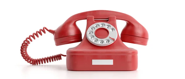 Rotes altes Telefon isoliert auf weißem Hintergrund. 3D-Illustration — Stockfoto