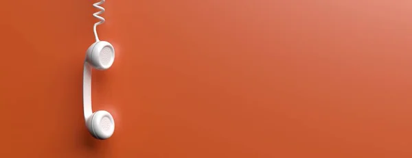 Oude telefoon ontvanger op oranje kleur achtergrond. 3D-illustratie — Stockfoto