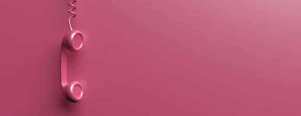 Gammal telefon mottagare på rosa bakgrund. 3D-illustration — Stockfoto