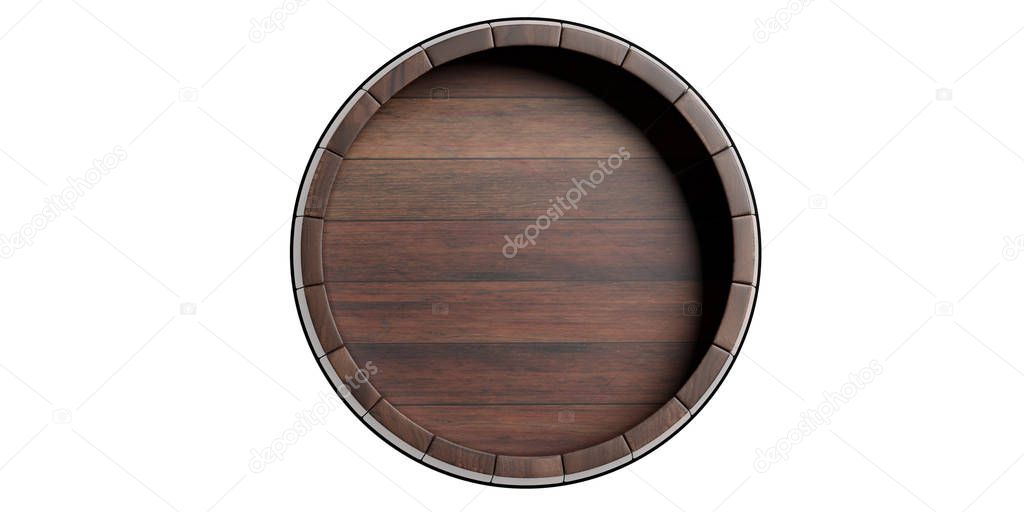 Barrel top solated on white background, top view. 3d illustration