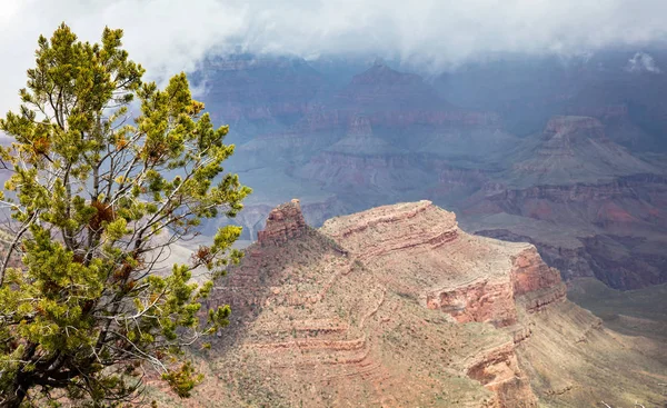 Grand Canyon, Arizona, USA. Vista sulle rocce rosse, sfondo cielo nuvoloso — Foto Stock