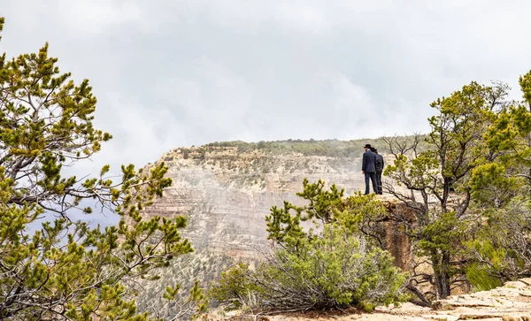 Grand Canyon, Arizona, USA. Overlook of the red rocks, cloudy sky background — Stock Photo, Image