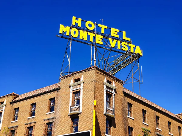 Flagstaff Arizona, Stany Zjednoczone, 25 2019 maja. Monte Vista Hotel U.S. Route 66. — Zdjęcie stockowe