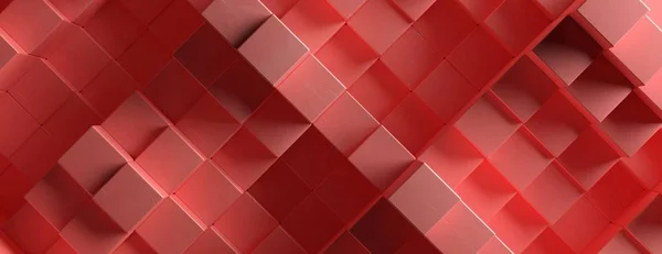 木立方体背景纹理，块形状元素图案，红色。3d 插图 — 图库照片