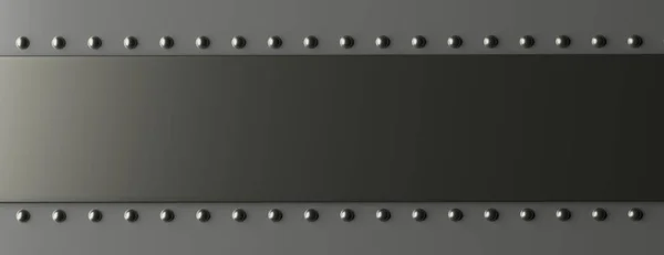 Metal plaka cıvata gri siyah renk ile boş, tabela mockup. 3d illüstrasyon — Stok fotoğraf
