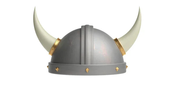Viking helmet with horns isolated cutout against white background. 3d illustration — Stock Photo, Image