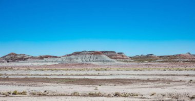 Boyalı çöl panoramik manzarası, Arizona, Abd. Güneşli bahar günü