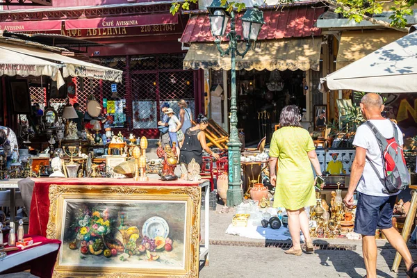 Markt met kunstwerken te koop in Historic Center Athene, Griekenland — Stockfoto