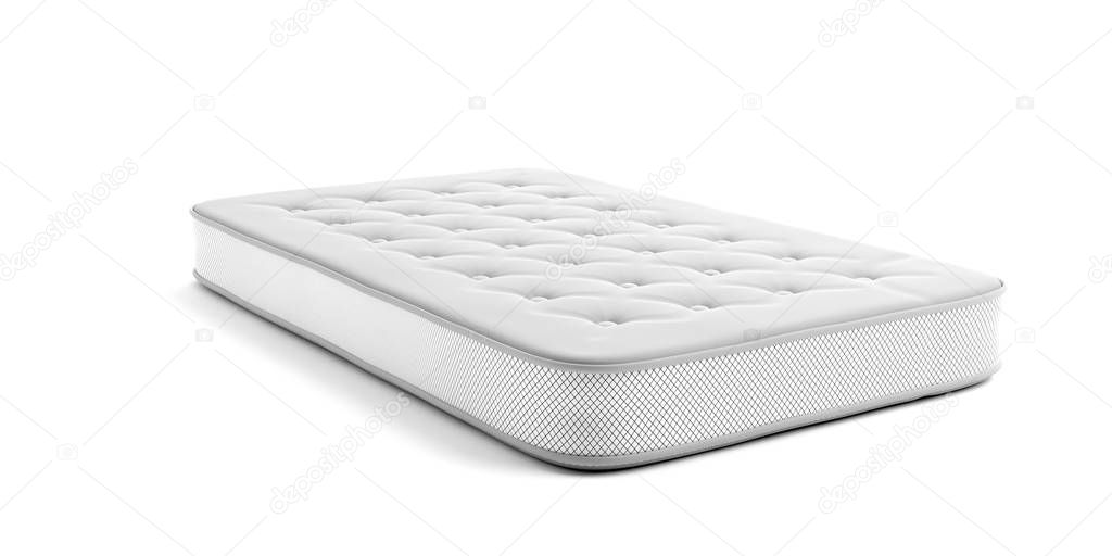 Mattress single isolated on white background. 3d illustration