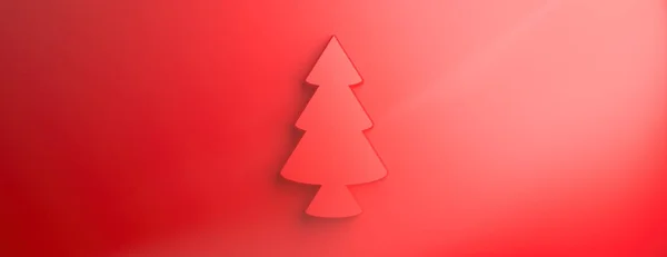 Árbol de Navidad sobre fondo rojo. Feliz concepto de Navidad. ilustración 3d —  Fotos de Stock