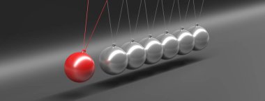 Topları dengeleme, siyah arka plan, afiş karşı Newtons beşik. 3d illüstrasyon