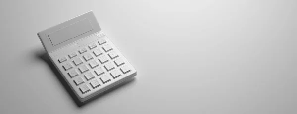 Calculadora gris tonificada sobre fondo gris, ilustración 3d — Foto de Stock