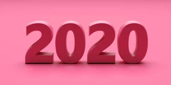2020 νέο έτος σε ροζ φόντο χρώμα. 3D εικονογράφηση — Φωτογραφία Αρχείου