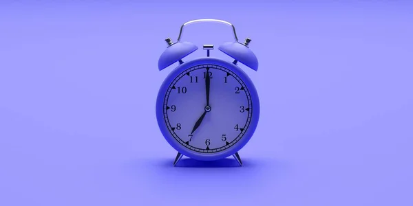 Mavi arkaplandaki alarmlı saat mahsulü. 3d illüstrasyon — Stok fotoğraf
