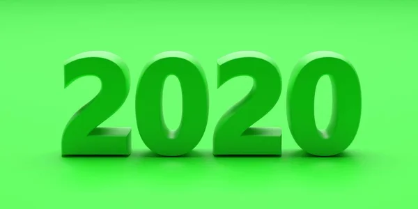 2020 Neujahr auf grünem Hintergrund. 3D-Illustration — Stockfoto