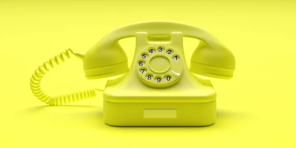 Telefon vintage på gul färg bakgrund. 3D-illustration — Stockfoto