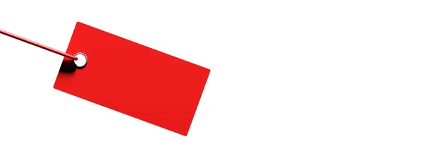 Rood kartonnen prijslabel geïsoleerd tegen wit. 3d illustratie — Stockfoto