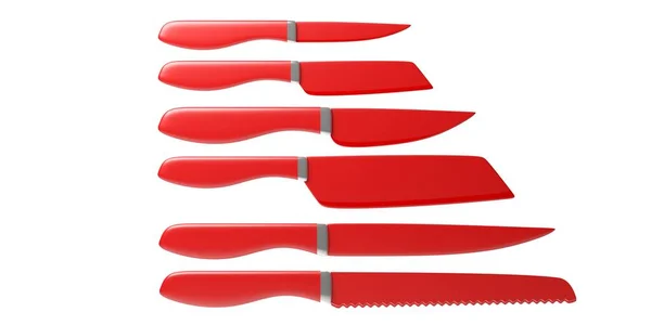 Кухонные ножи изолированы на белом фоне. 3d иллюстрация — стоковое фото