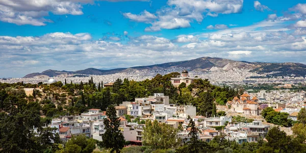 Atenas Grécia Colina Observação Nacional Paisagem Urbana Vista Colina Areopagus — Fotografia de Stock