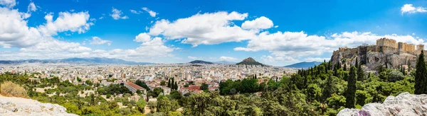 Athen Griechenland Blick Vom Areopag Akropolis Felsen Lykabettus Berg Und — Stockfoto