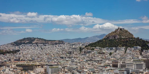 Monte Lycabettus Atenas Foto Aérea Del Paisaje Urbano Vista Desde —  Fotos de Stock