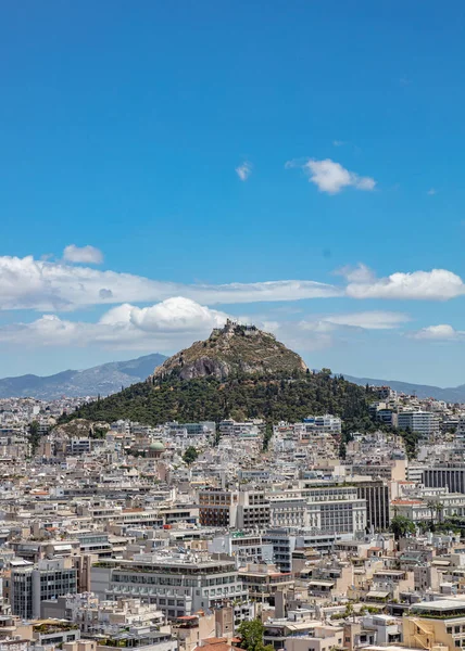 Monte Lycabettus Atenas Foto Aérea Del Paisaje Urbano Vista Desde — Foto de Stock