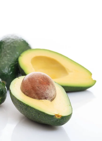 Healthy Lifestyle Concept Avocados Whole Half White Background Fresh Green — Stock Photo, Image