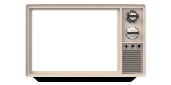Τηλεόραση Ντεμοντέ Λευκό Πρότυπο Οθόνης Ρετρό Vintage Τηλεόραση Απομονωμένη Cutuout — Φωτογραφία Αρχείου