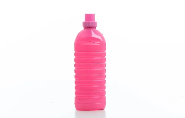 Produkt Czyszczący Izolowany Białym Tle Różowa Butelka Detergentu Chemicznego Gospodarstwa — Zdjęcie stockowe