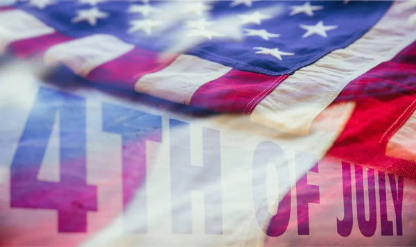 Testo Del Luglio Sullo Sfondo Della Bandiera Degli Stati Uniti — Foto Stock