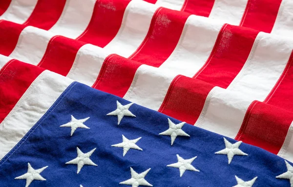 Usa Flag Detail Closeup View American Flag Background Texture Memorial — Stock Photo, Image