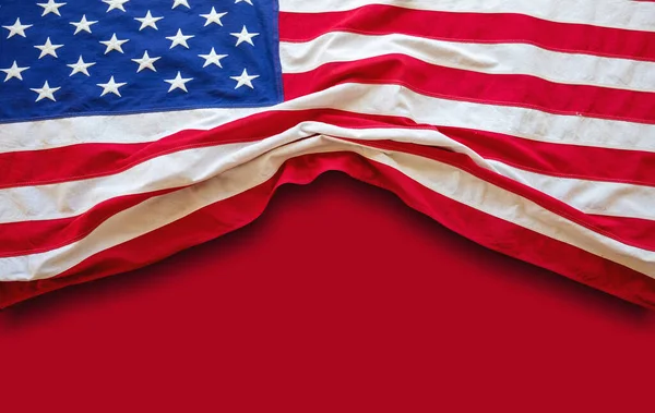 Usa Flag Red Background American Flag Copy Space Memorial Day — Stock Photo, Image