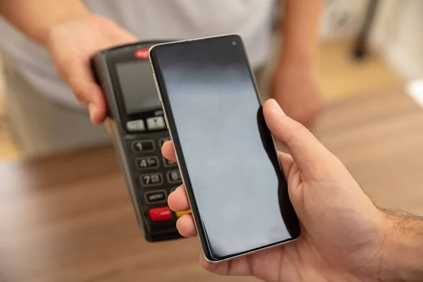Mobile Payment Smart Phone Nfc Field Communication Wireless Technology Cashier — Stock Photo, Image