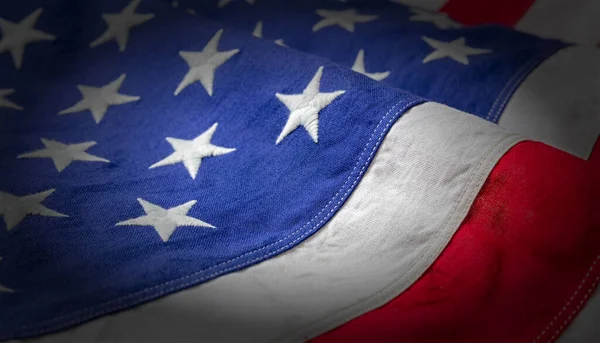 米国の国旗の詳細 クローズアップビュー アメリカの国旗の背景の質感 独立記念日 7月4日 — ストック写真